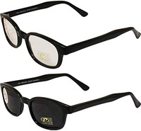 Pacific Coast 派赛菲特 太阳镜 原装 KD's Biker 太阳镜 2 只装透明烟镜片,黑色,成人, 黑色//白色, 成人