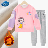 迪士尼女童冬季儿童套装白雪卫衣套装加绒加厚休闲上衣SP98372 粉色 110