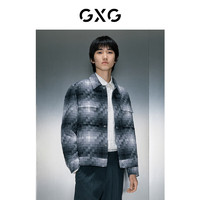GXG男装 商场同款灰白格纹短款大衣 冬季GEX10628824 黑白格 175/L