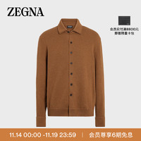 杰尼亚（Zegna）男士Foliage Mélange 色 Oasi Cashmere 长袖针织衬衫