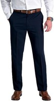 HAGGAR 男式 Cool 18 Stria 隐藏式可伸缩腰带长裤