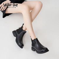 Walker Shop 奥卡索 女靴秋冬女士切尔西靴女时尚休闲短靴女E135506 黑色 39