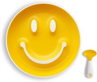 munchkin 满趣健 Smile 'n Scoop 儿童盘子和勺子套装 黄色