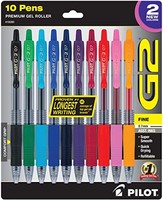 PILOT 百樂 G2 高級可填充可伸縮滾珠凝膠筆,0.7 毫米細筆尖,各種顏色墨水(玫瑰粉色和葡萄色墨水),10 支裝