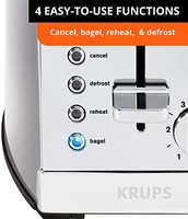 KRUPS 克鲁伯 2 片烤面包机具有 6 个褐变级别和 4 种易于使用的功能