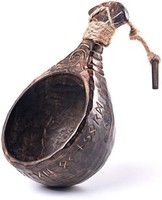 Norse Tradesman Kuksa 木制杯,适合露营和生存,325 毫升,维京人设计,带皮革弹簧钩
