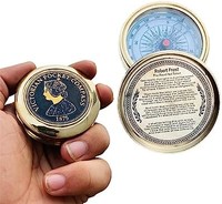 Generic 抛光黄铜维多利亚时代口袋指南针 2 英寸(约 5.1 厘米)带皮套导航工具用于旅行、远足、跟踪、展示