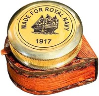 Generic 2 英寸(约 5.1 厘米)抛光黄铜指南针皇家*蓝 1917 年带皮套导航工具