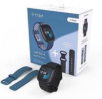 fitbit Versa 4 套装(带运动表带)健身智能手表,内置 GPS 和长达 6 天的电池寿命 - 兼容 Android 和 iOS 。