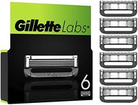 Gillette 吉列 Labs 男士剃須刀刀片替換裝，6 片裝，兼容 GilletteLabs 去角質棒和加熱剃須刀