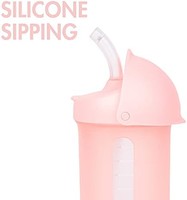 boon Swig 幼儿硅胶吸管杯，粉色，9盎司（约266ml）