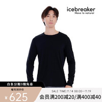 icebreaker美利奴羊毛男200 Oasis户外登山跑步打底衫滑雪功能内衣|104365 104365-001黑色-上衣 S【尺码偏大，拍小一码】