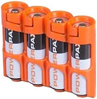 STORACELL by Powerpax SlimLine AA 電池存儲容器 - 可容納 4 節電池,橙色(1 包)