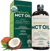 Viva Naturals MCT油 适合早晨咖啡 - 生酮补充剂 持续能源 原始人饮食法认证，椰子，32液体盎司/946ml