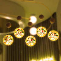 旺加福 圣誕節裝飾燈串吸盤燈創意老人雪人麋鹿掛飾店鋪場景布置掛件飾品