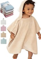KONNY 婴儿沙滩巾:竹制连帽斗篷(米色,S 码)