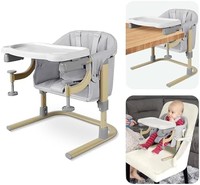 便携式高脚椅,Yacul 3 合 1 婴儿挂钩带托盘,幼儿增高座椅,带 PU 皮革,可调节高度,手提袋