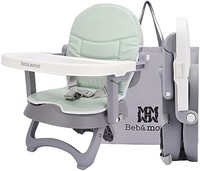 Bebamour 宝宝爱 便携式幼儿增高座椅成长带婴儿增高座椅,适用于餐桌,带可拆卸托盘和座垫(*)