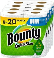 Bounty 佳宝 快速尺寸纸巾,白色,8 卷家庭卷 = 20 卷普通卷(包装可能有所不同)