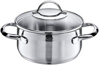 Silit 喜力特 Achat 烹饪锅 16 厘米,玻璃盖,1.4 升,不锈钢,部分磨砂,电磁炉,无涂层,适用于烤箱。