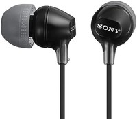 SONY 索尼 MDR-EX15LP-黑色入耳式耳機,帶防纏結線和 3 對硅膠耳塞