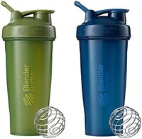 BlenderBottle 经典摇摇杯适合蛋白质奶昔和锻炼前,28 盎司(2 个装),苔藓/苔藓和*蓝/*蓝