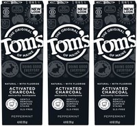 Tom's of Maine 天然活性炭亮白牙膏，薄荷，4.7盎司，133克，3件裝