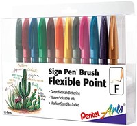 Prime會員：Pentel 派通 藝術簽字筆12 種不同顏色標記支架 (SES15CPC12)