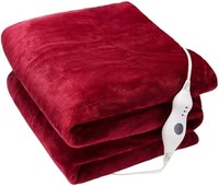 Tefici 电热毛毯,3 档加热等级和 4 小时自动关闭 50 英寸 x 60 英寸 红色