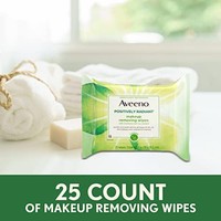 Aveeno 艾惟诺 无油卸妆洁面湿巾，有助于均匀肤色和质地，富含水分的大豆提取物，温和且不致粉刺，25片