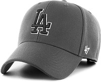 '47 洛杉矶道奇队男式女式 MVP 可调节魔术贴石墨黑色轮廓帽, 石墨色, 均码