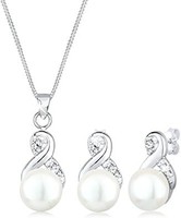 Elli 女士珠宝套装 Infinity Symbol 搭配淡水珍珠和水晶