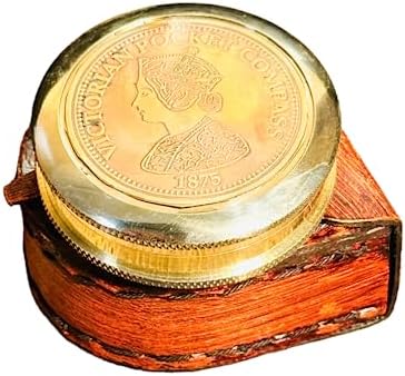 复古黄铜复古雕刻维多利亚时代口袋指南针 5.08 厘米带外壳黄铜航海导航工具用于徒步旅行跟踪展示作为家居装饰商品由 A&U Enterprises 出售