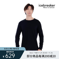 icebreaker美利奴羊毛男200 Oasis户外登山跑步打底衫滑雪功能内衣|104365 104365-001黑色-上衣 L【尺码偏大，拍小一码】