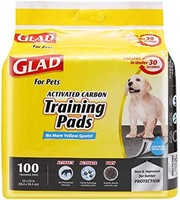 GLAD 佳能 for Pets 黑色木炭小狗墊 | 小狗便盆訓練墊，可立即吸收和中化尿液 | 100 片