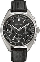 BULOVA 宝路华 Archive 系列男士手表，不锈钢配皮革表带 Lunar Pilot 计时表