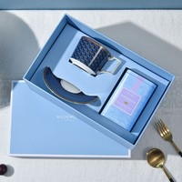 WEDGWOOD 威基伍德·拜占庭藍色杯碟組+伯爵茶罐禮盒