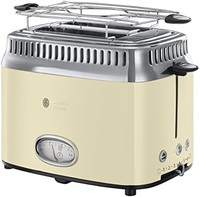 领豪 英国领豪 烤面包机 复古倒计时显示 包括小面包附件,6 个可调节烘烤级别 + 解冻和预热功能