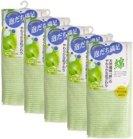 東和産業 東和產業 浴巾 綠色 約30×100cm 起泡 棉毛巾 柔軟型 5個裝