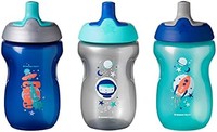 汤美星 Sippy Toddler Sportee 瓶，男孩 - 12 个月以上，10 盎司（约 284ml），3 件装，蓝色