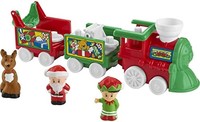 Fisher-Price Little People 幼兒玩具音樂圣誕火車與圣誕老人精靈和馴鹿公仔適合 1 歲以上兒童