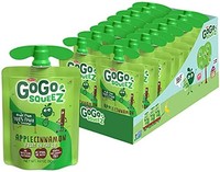 GoGo SqueeZ 梦果鲜 - Fruit on the Go系列 儿童果泥，苹果肉桂味，3.2 盎司（90克） （18 袋）