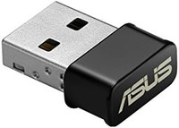 ASUS 華碩 USB-AC53 AC1200 Nano USB 雙頻無線適配器，MU-Mimo，兼容 Windows XP/Vista/7/8/1/10，黑色