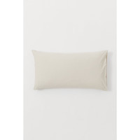 H&M HMHOME家居床上用品枕套純色簡約棉質梭織枕頭套件0824404 淺米色 50cmX90cm