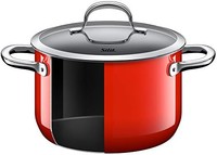 Silit Passion 红色烹饪锅，小号 20 厘米，玻璃盖，电磁砂锅 2.4 升，Silargan 功能陶瓷，红色