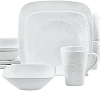 CORELLE 康宁餐具 康宁 Boutique 珍爱压花方形餐具16件套