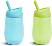 munchkin 滿趣健 簡單清潔吸管杯，藍色/綠色，296ml，2包