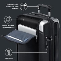 美国铁塔 Platinum Elite 硬质可扩展万向轮行李箱 TSA  暗黑色 紧凑20 英寸 约50.8厘米
