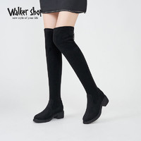 Walker Shop 奥卡索 长筒靴女2023年秋冬新款英伦时尚瘦瘦靴中跟保暖过膝弹力靴