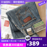 Wrangler 威格 集货正品Wrangler威格男士复古水洗蓝色美式牛仔裤宽松休闲长裤秋